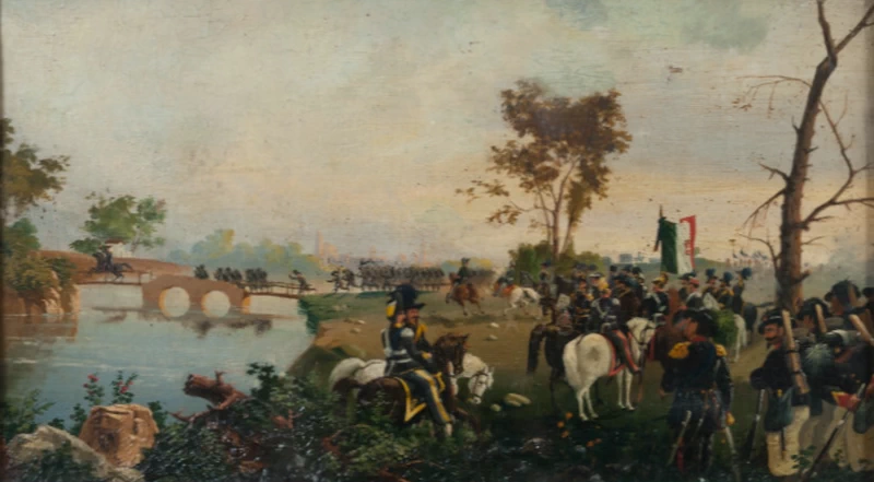 Vittorio Emanuele II di Savoia a cavallo osserva le truppe - Castello Reale, Racconigi (CN)